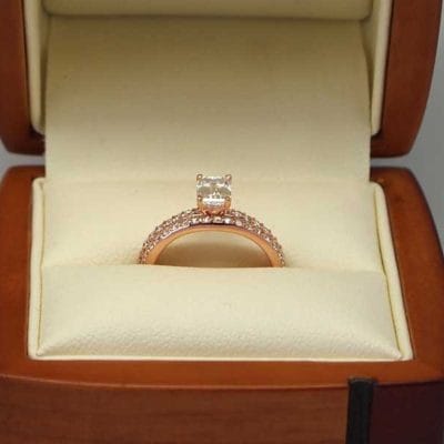 14kt rose gold diamond ring set