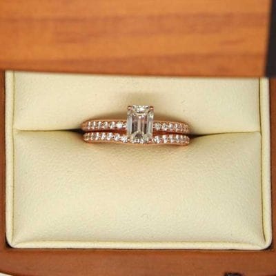 14kt rose gold diamond ring set