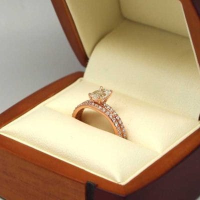 14kt rose gold diamond ring set