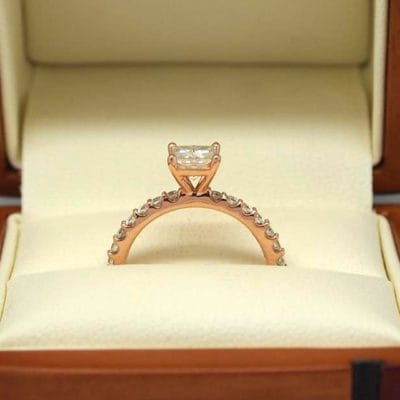 14kt rose gold diamond and morganite engagement ring