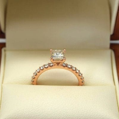 14kt rose gold diamond and morganite engagement ring