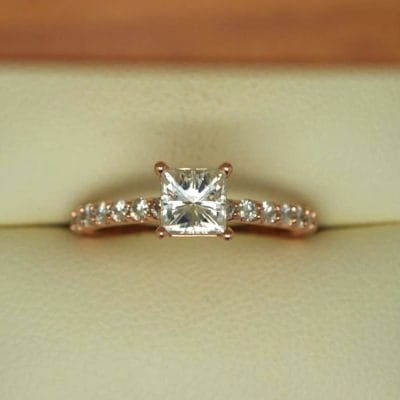 14kt rose gold diamond and morganite engagement ring