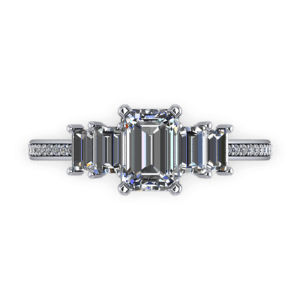 Five stone emerlad cut diamond ring