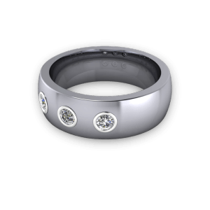 Three stone mens wedding band