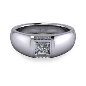 Chunky mens diamond signet ring