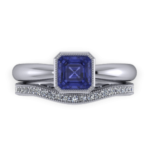 Millgrain and diamond set wedding band