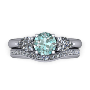 Blue diamond pear stone ring set