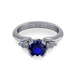 Sculpted split shank 3 stone ring