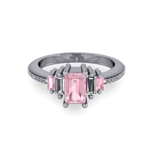 Radiant Pink morganite art deco engagement ring
