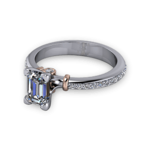 Platinum ring with rose gold accents