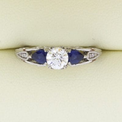 Diamond+&+Sapphire+Vine+engagement+ring