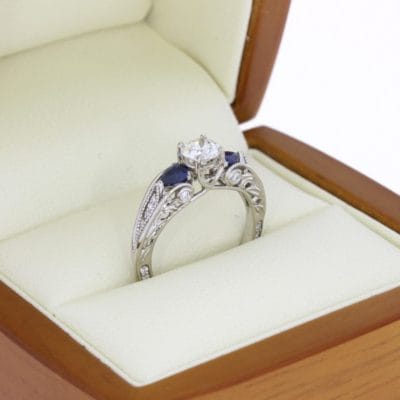 Diamond+&+Sapphire+Vine+engagement+ring