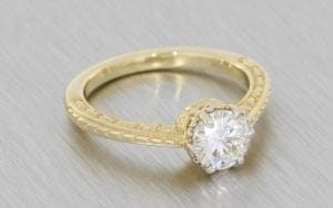 10kt Gold Vintage Sculpted Moissanite Engagement Ring - Portfolio