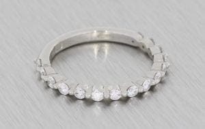 Shared prong Bezel set Diamond wedding band - Portfolio