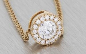 Two Way Rose Gold Pendant With Diamond Set Halo - Portfolio