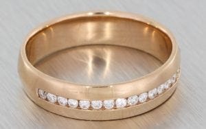 Men’s Partial Channel Set Rose Gold Wedding band - Portfolio