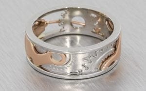 Mens steampunk style mixed metal unique band ring - Portfolio