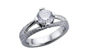 Pave split shank platinum diamond bespoke ring - Portfolio