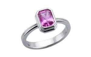Emerald cut Pink Sapphire platinum ring - Portfolio