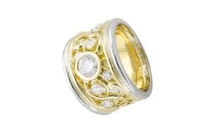 Gold Vintage Diamond Filigree Band Ring - Portfolio