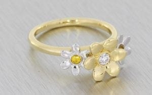 Mixed Metal Floral Engagement Ring - Portfolio