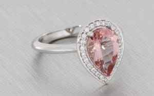 Platinum and Morganite Halo Engagement Ring - Portfolio