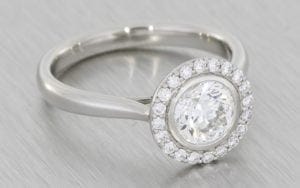 Bezel Set Halo Engagement Ring - Portfolio