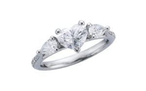 Three Stone heart and pear engagement ring - Portfolio