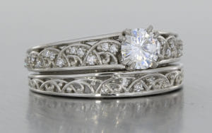 Palladium Scroll Ring Set