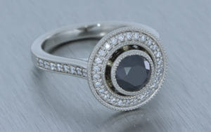 Black Diamond Halo Ring